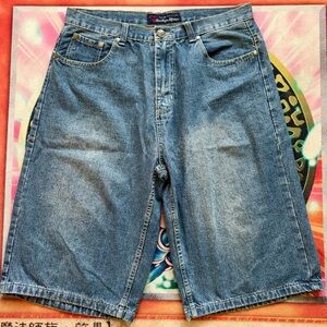 Brooklyn Xpress Embroidered Denim Shorts